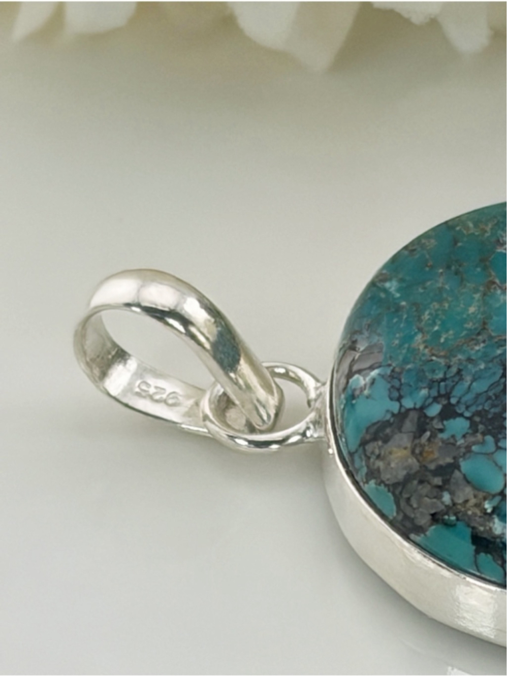 Large Sterling Silver 925 Southwest Turquoise Pendant Contemporary Handmade New - Picture 13 of 13